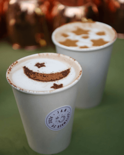Coffee latte with stars and moon design
